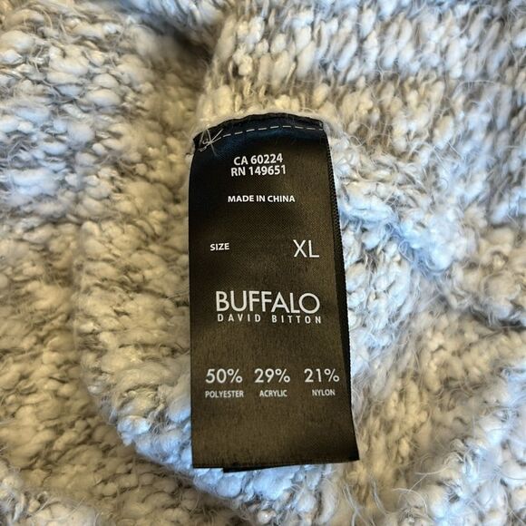 Buffalo David Bitton white gray fuzzy long sleeve sweater Size XL EUC - Picture 9 of 10